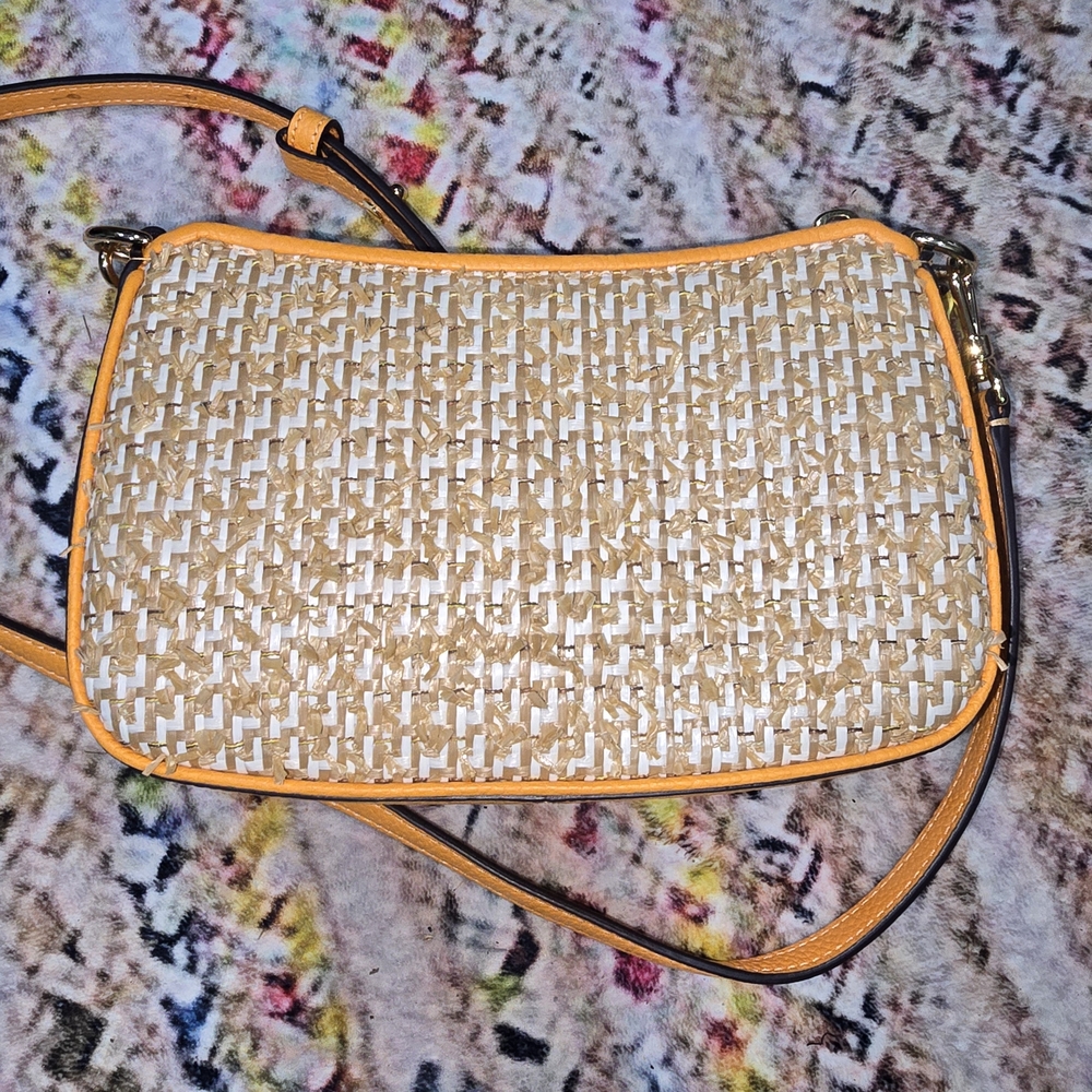 Kate Spade Jolie Raffia Tweed Crossbody Convertable In Sunset Blaze - Picture 4 of 5